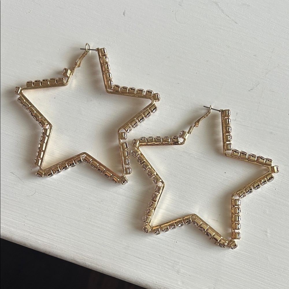 Gold Star Hoop Earrings